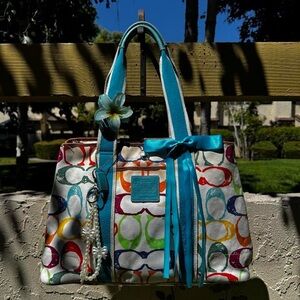 Large Coach Monogramed Scribble Tote